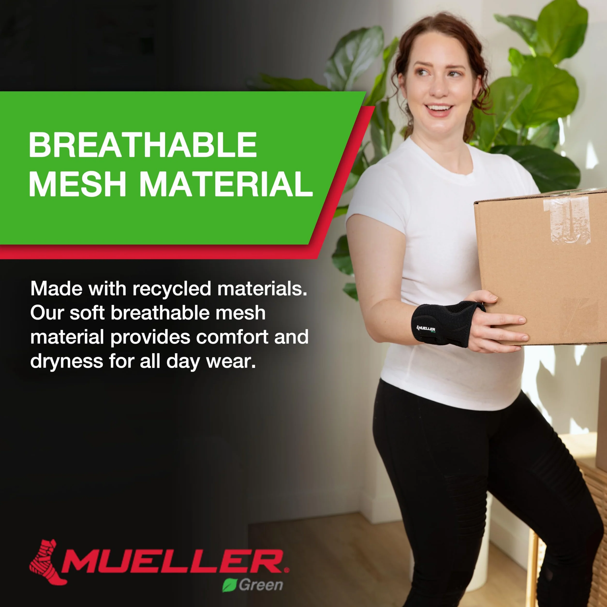 Mueller Greenline Fitted Wrist Brace, bandaż na nadgarstek, czarny, rozmiar S/M po prawej stronie