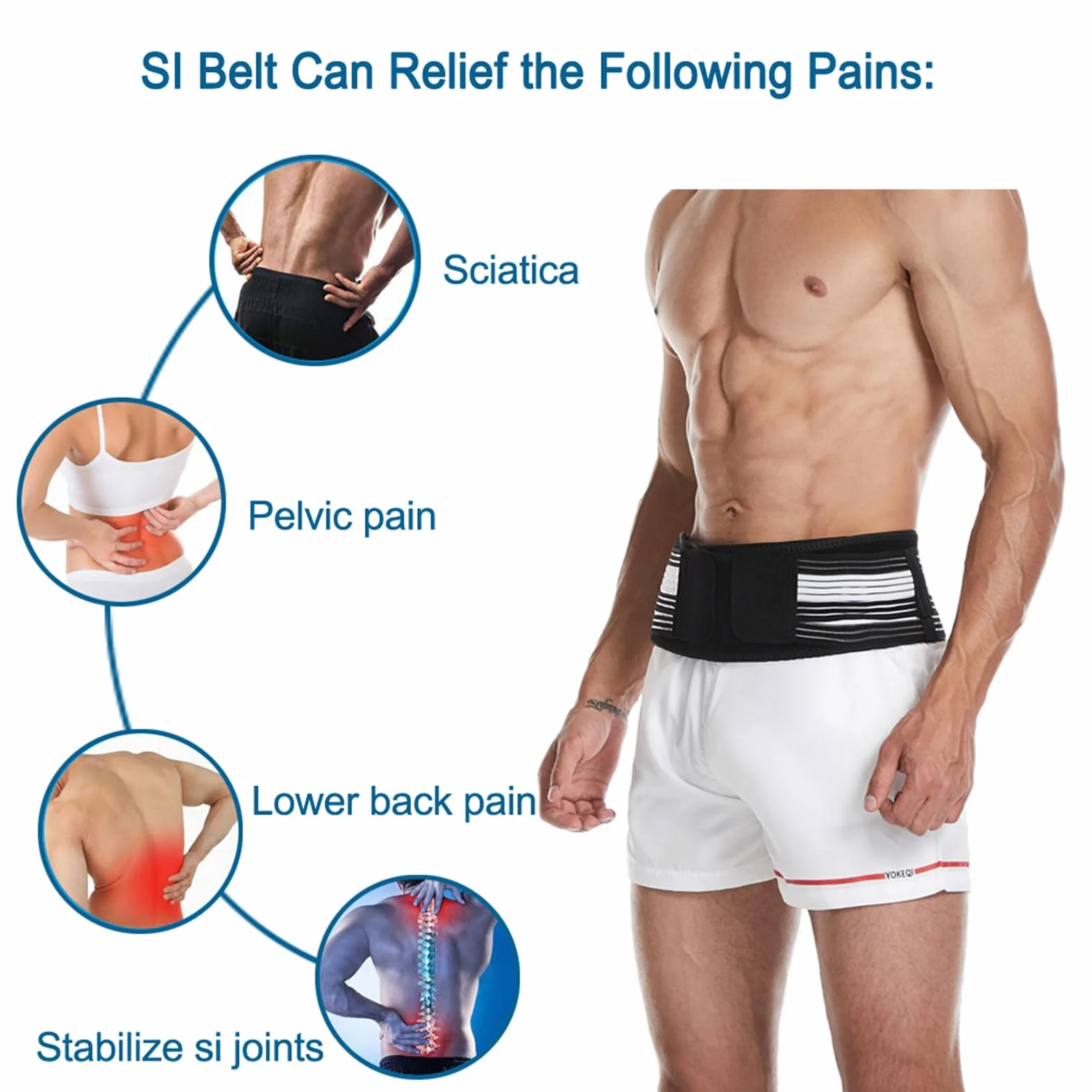 Sacroiliac Hip SI pasek ulepszona wersja szelek przegubowy dla kobiet i mężczyzn - który łagodzi rwę kulszową, potrójna siła plus, miednicę, ból dolnej części pleców i nóg, stabilizuje staw SI, antypoślizgowy i odporny na mechacenie