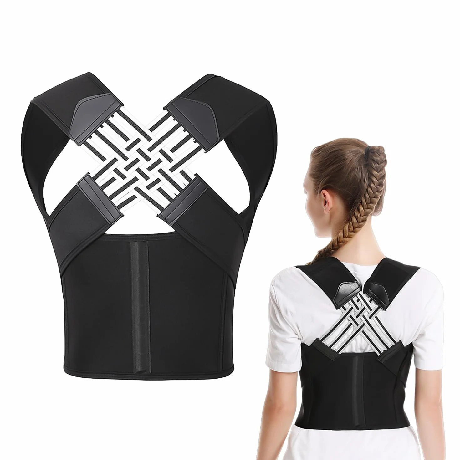 1 x orteza, regulowana orteza, korekcja postawy pleców dla kobiet, unisex, orteza, poprawa postawy, akcesoria do podparcia pleców (czarna)