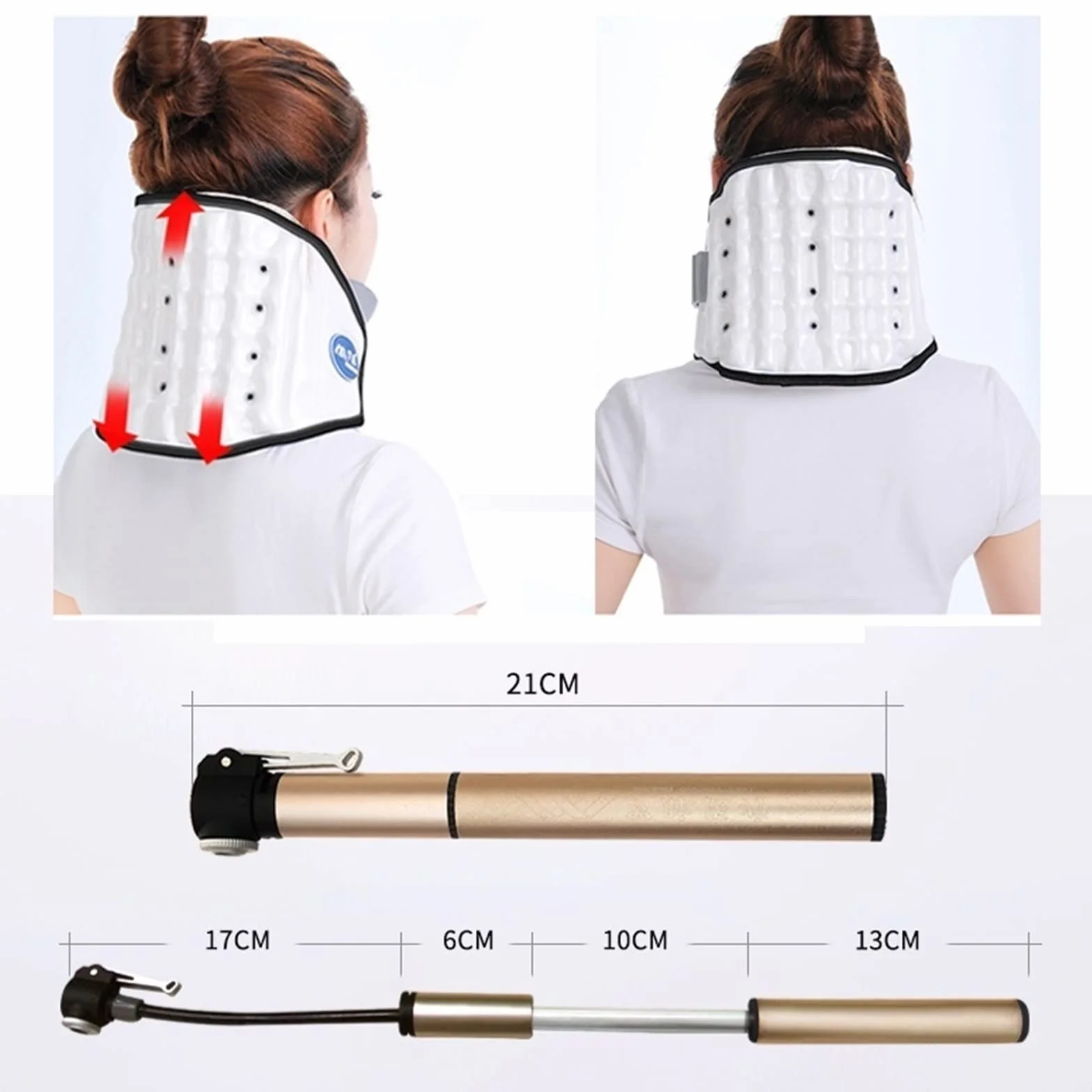 Cervical Traction Collar Pneumatyczny kołnierz trakcyjny na szyję Ulga w bólu szyi i ramion Napięcie Naprężenie Uciśnięte nerwy Poprawia ustawienie kręgosłupa i postawę (Color : BIAŁY)